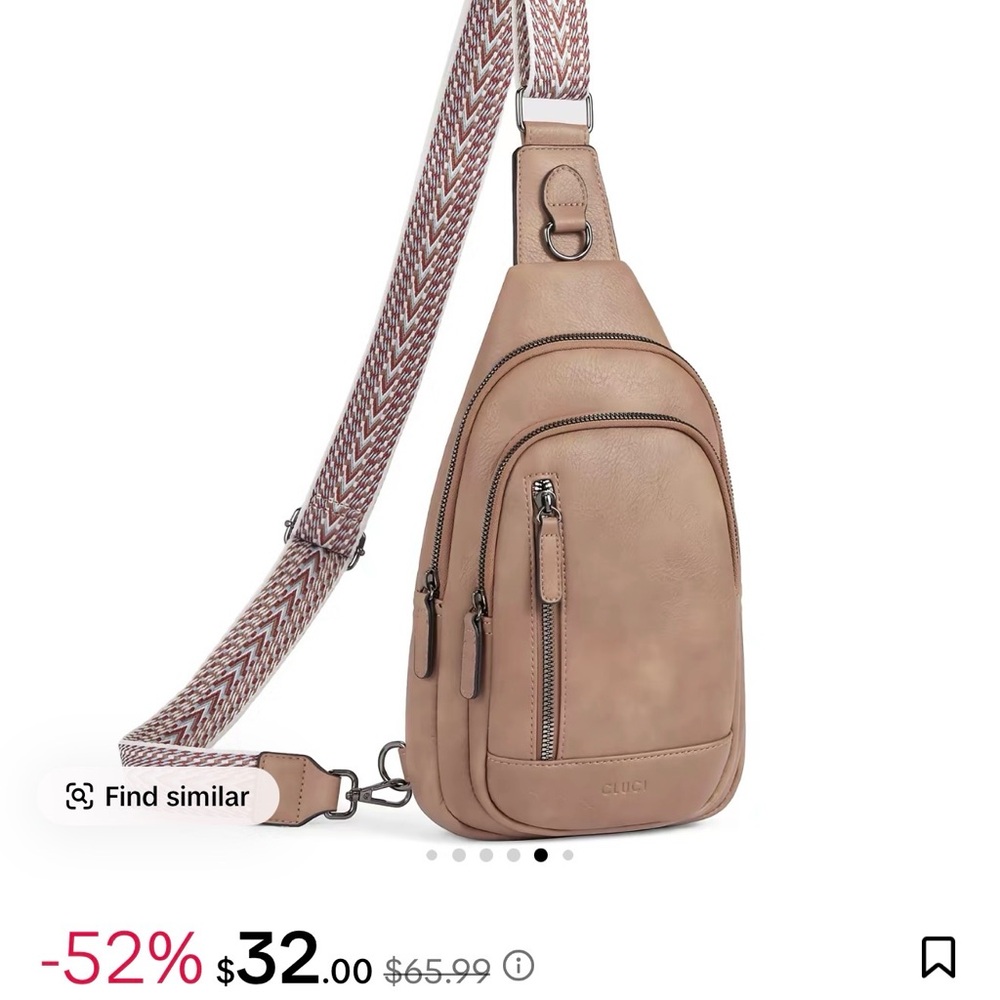 Sleek Tan Leather Sling Shoulder Bag